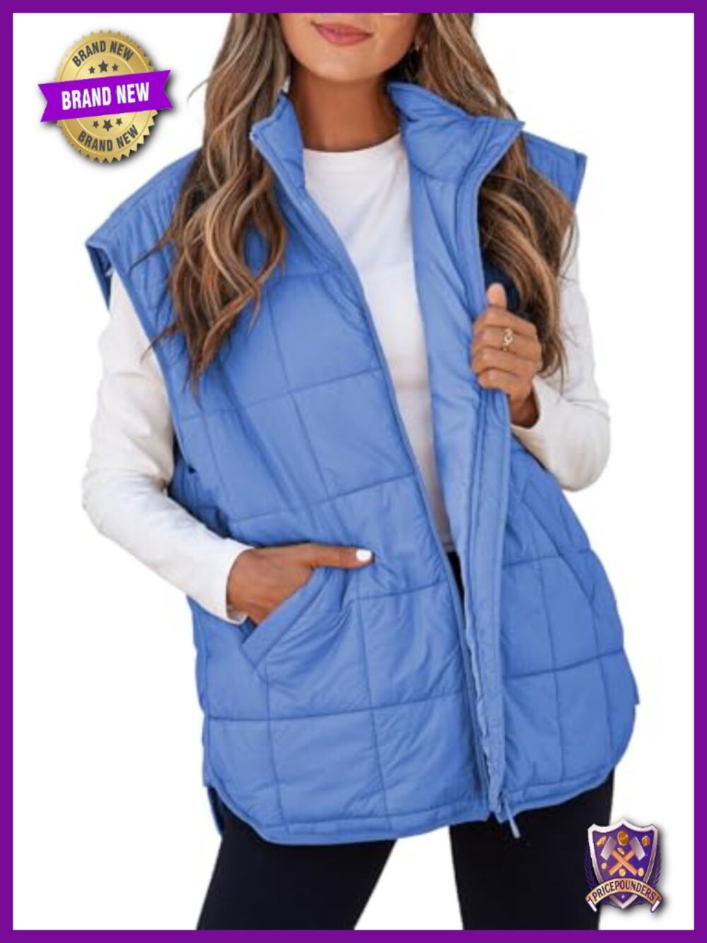 Womens Quilted Puffer Vest Cap Sleeve Zip Up Outerwear Vested Casual Fall
